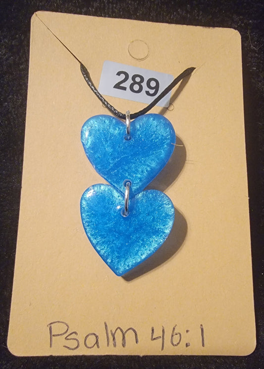 Double Heart Necklace-Blue
