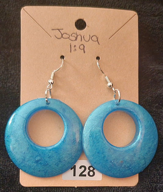 Large Circle Earrings-Blue