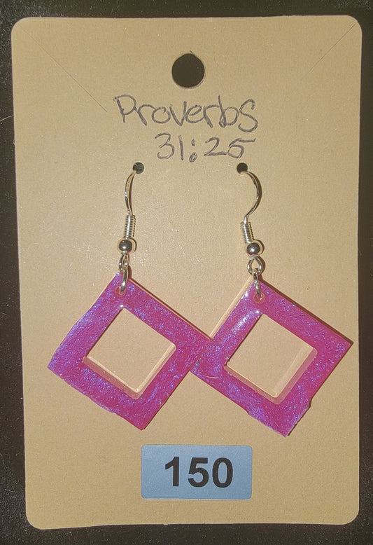 Square 1 Earrings-Pink