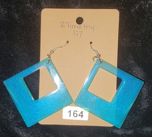 Large Square Earrings-Teal