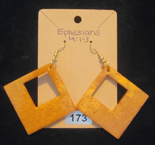 Large Square Earrings-Golden Brown