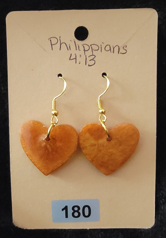 Large Heart Earrings-Golden Brown