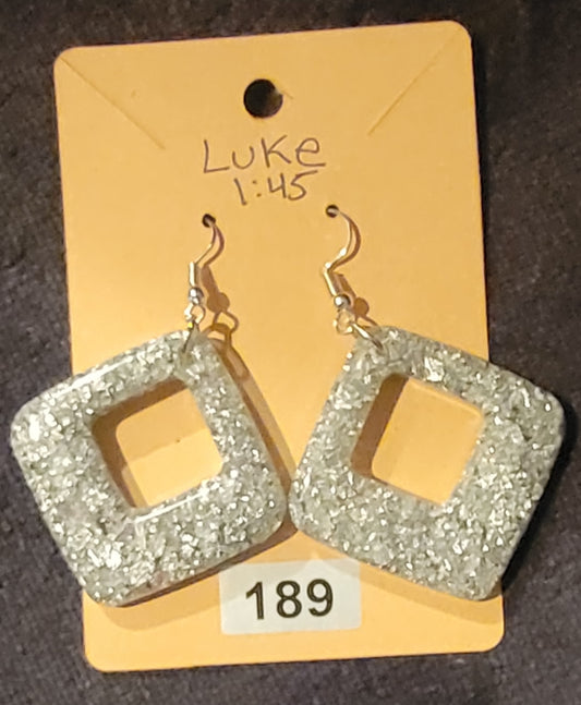 Square Earrings-Silver Foil