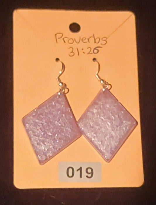 Diamond Shaped 1 Earrings-Light Purple