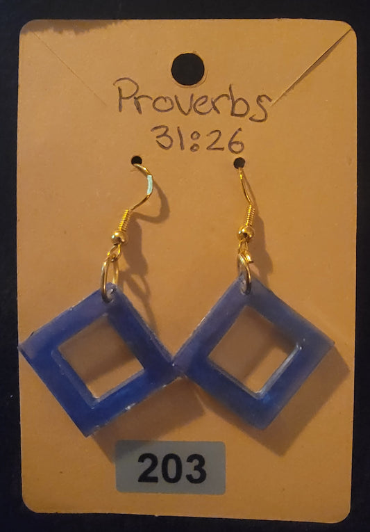 Square 1 Earrings-Dark Blue