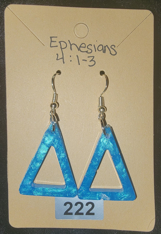 Triangle 3 Earrings-Blue