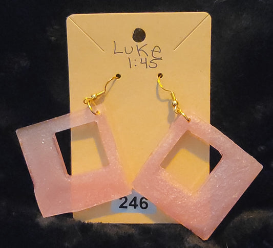 Large Square Earrings-Light Pink