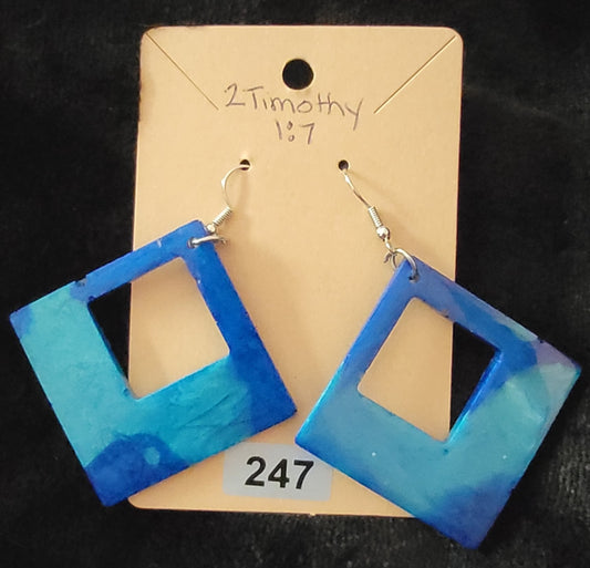 Large Square Earrings-Mix (Dark and Light Blue)