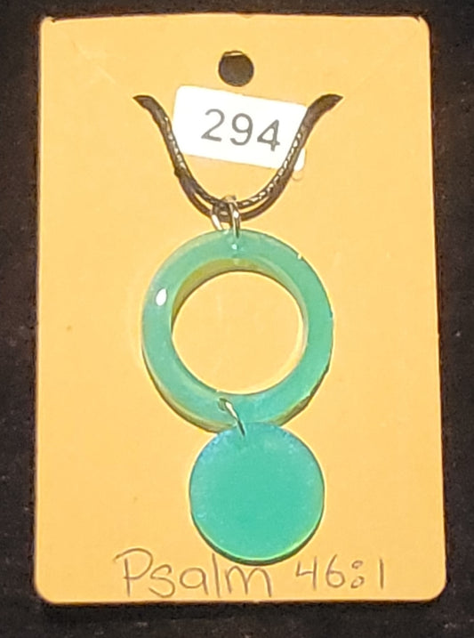 Double Circle Necklace-Teal