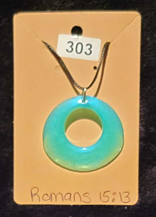 Large Circle Necklace-Teal