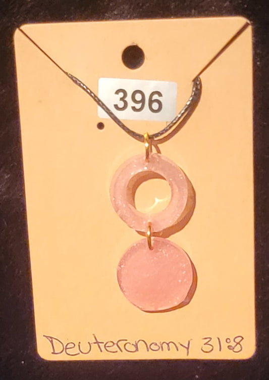 Double Circle Necklace-Light Pink