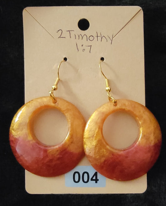 Large Circle Earrings-Mixed (Golden Brown and Red)
