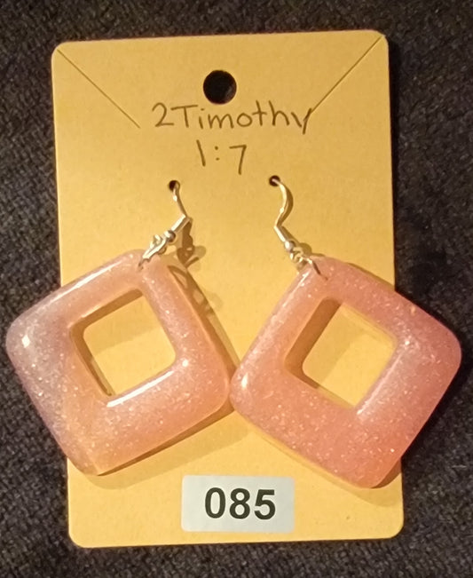 Square Earrings-Light Pink