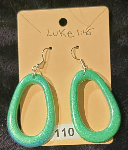 Large Oval Earrings-Green