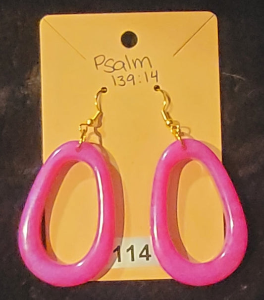 Large Oval Earrings-Pink