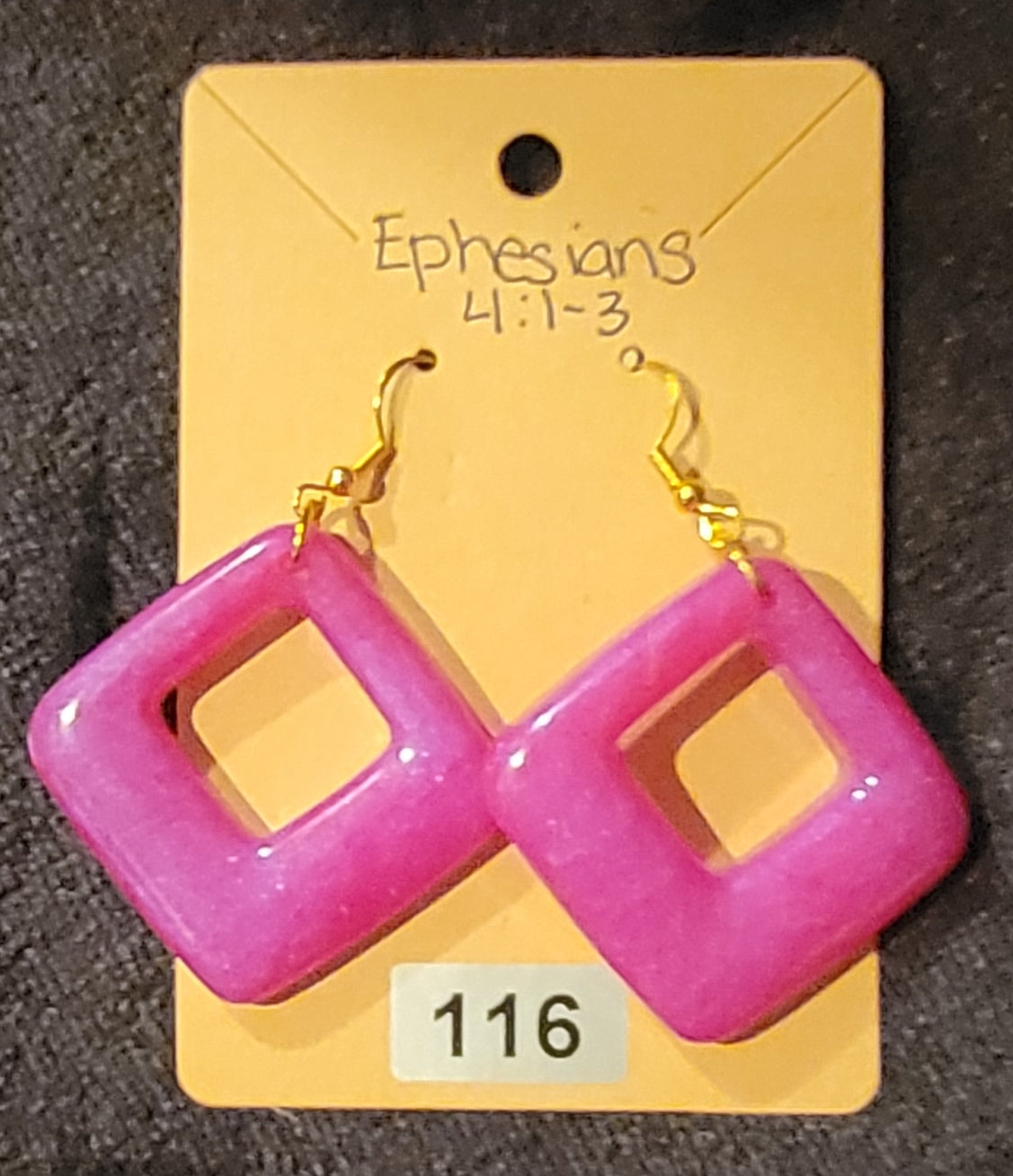 Square Earrings-Pink