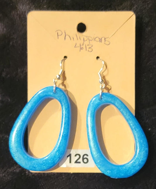 Large Oval Earrings-Blue