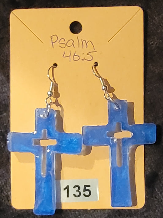 Cross Earrings-Dark Blue