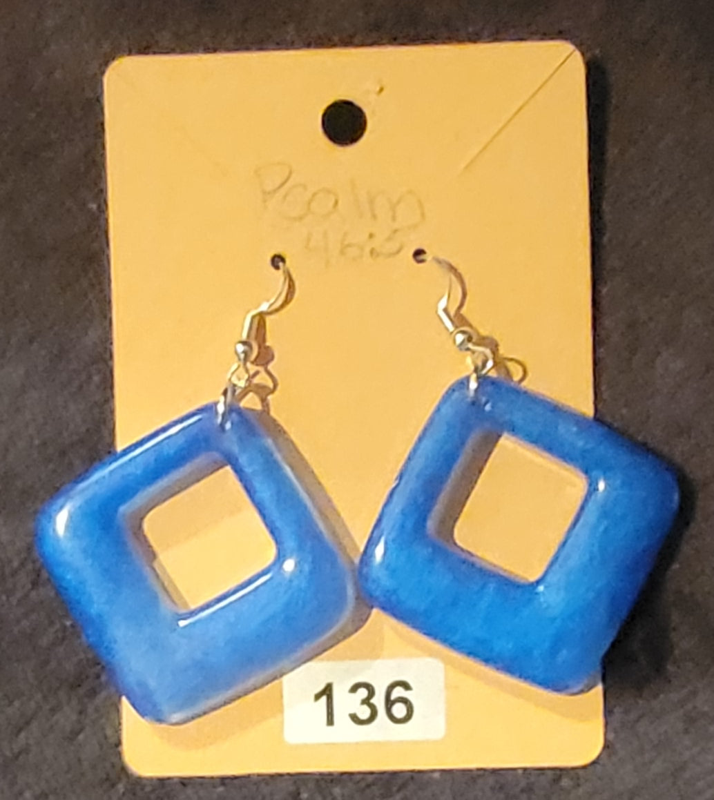 Square Earrings-Dark Blue