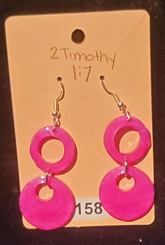 Double Circle Earrings-Pink