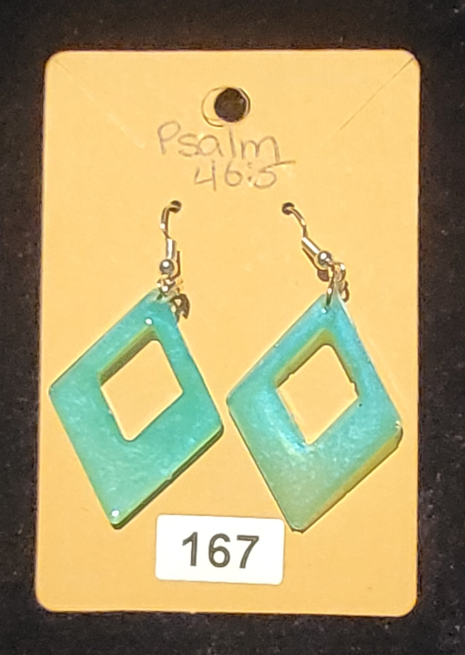 Diamond shaped 2 Earrings-Teal