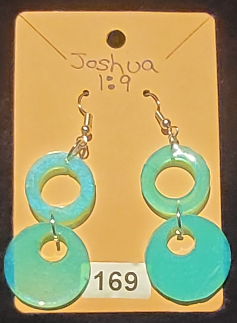 Double Circle Earrings-Teal