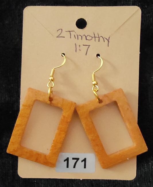 Large Rectangle Earrings-Golden Brown