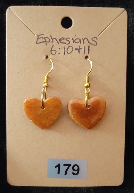 Heart Earrings-Golden Brown