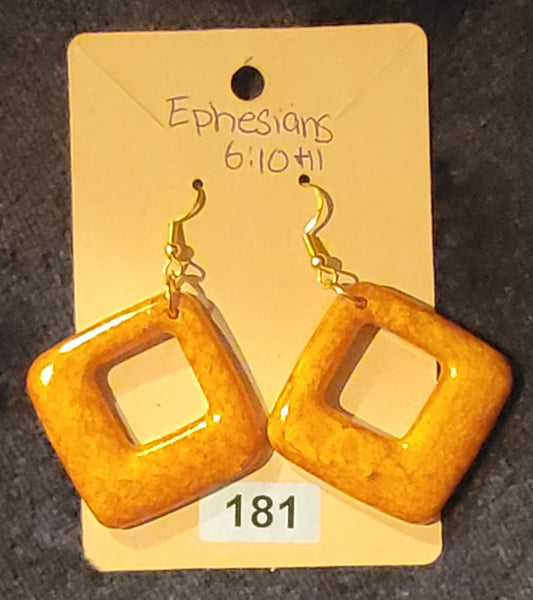 Square Earrings-Golden Brown