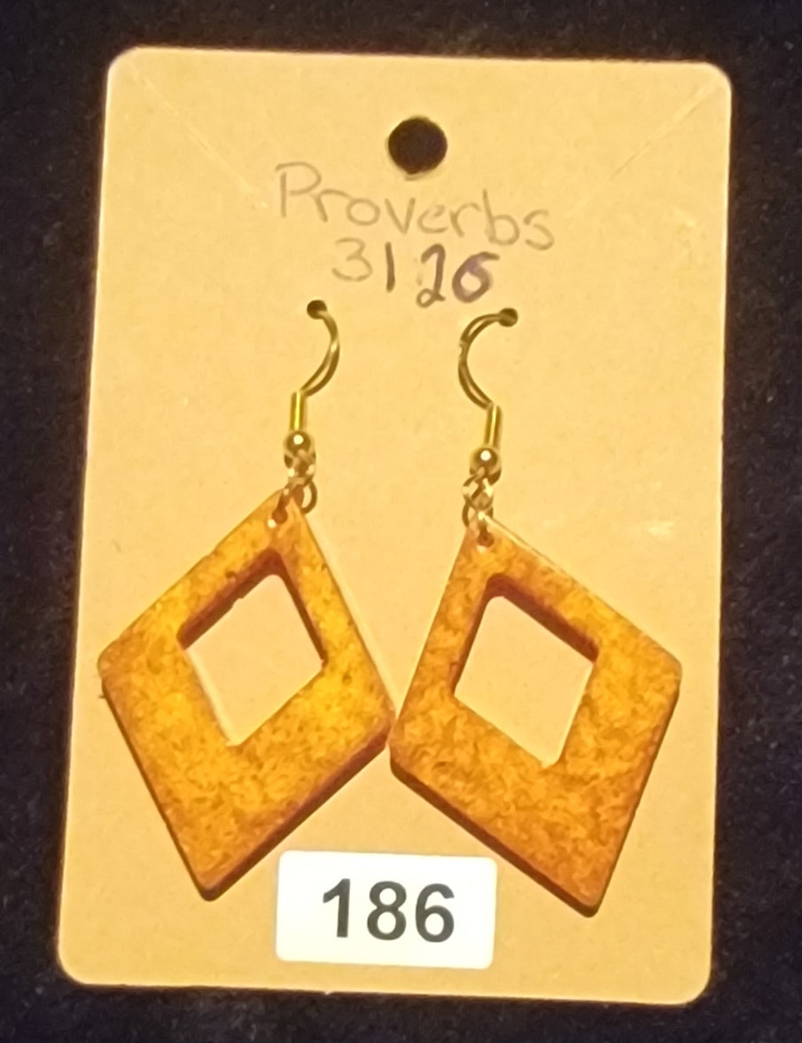 Diamond Shaped 2 Earrings-Golden Brown