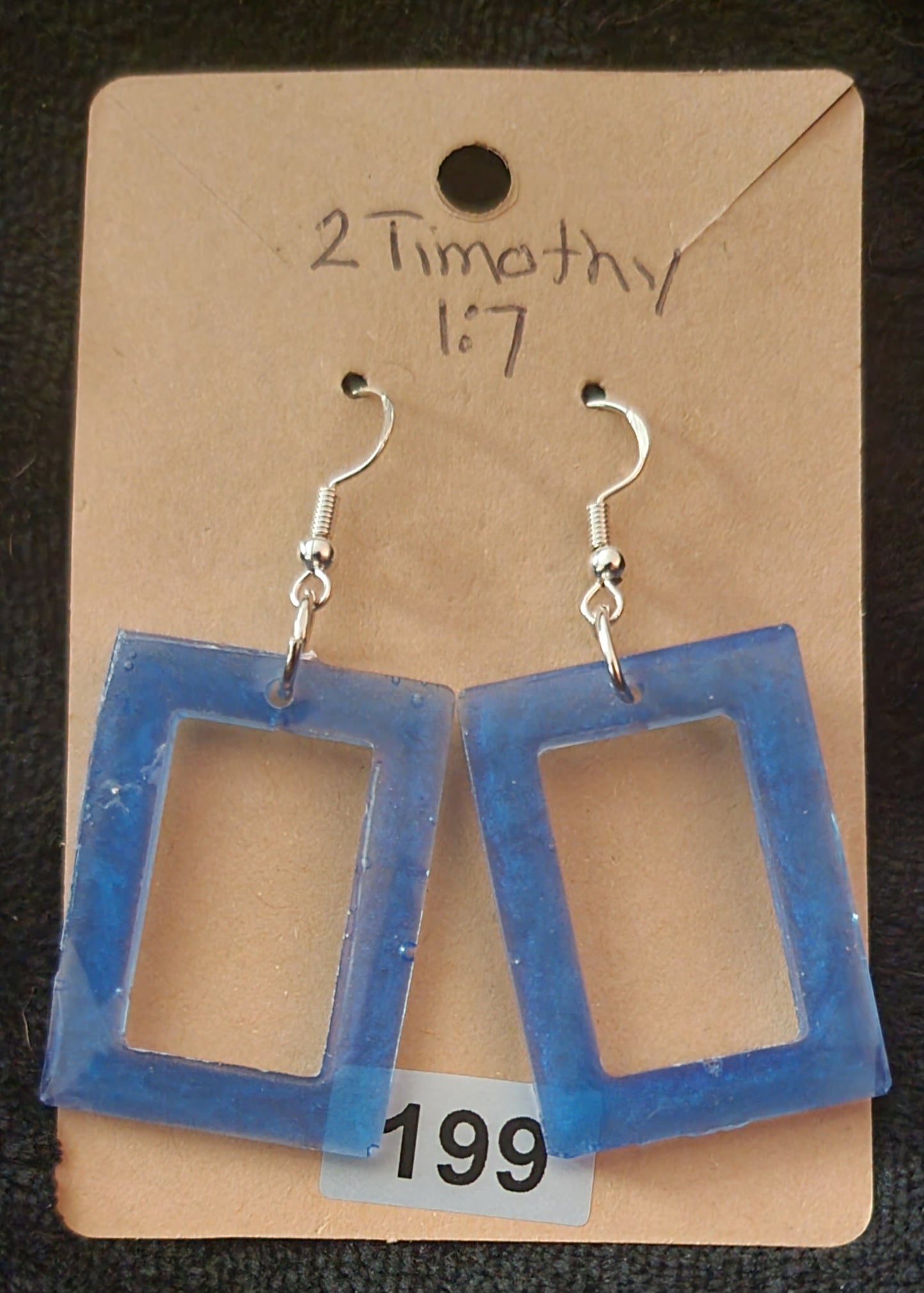 Large Rectangle Earrings-Dark Blue