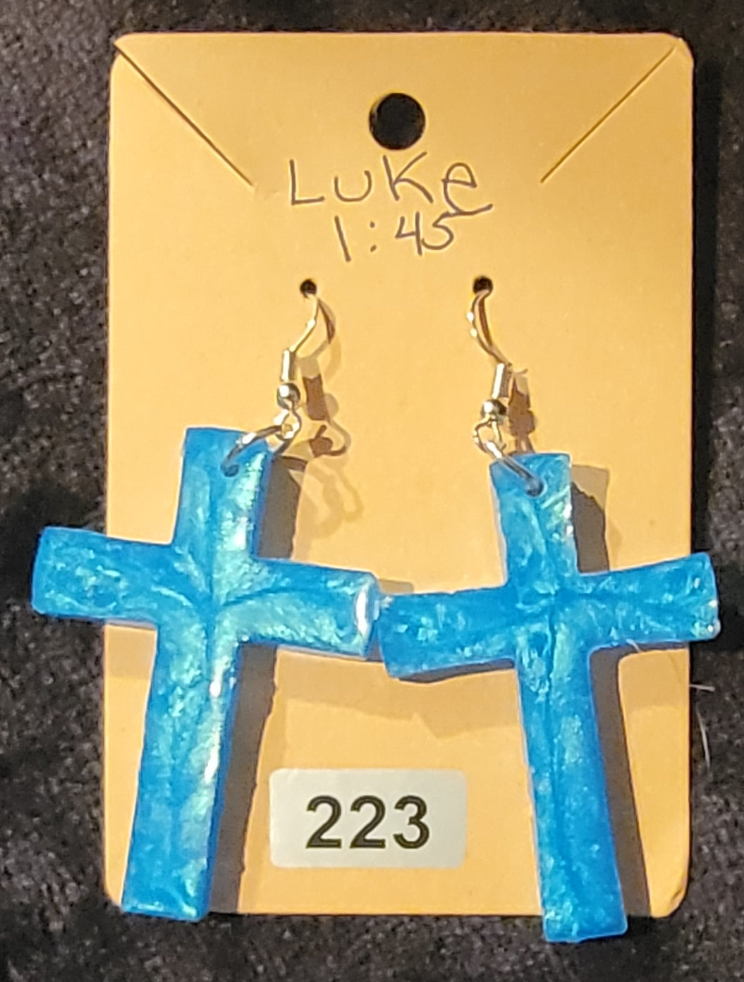 Cross Earrings-Blue