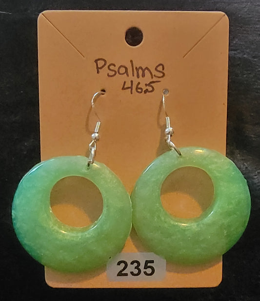 Large Circle Earrings-Light Green