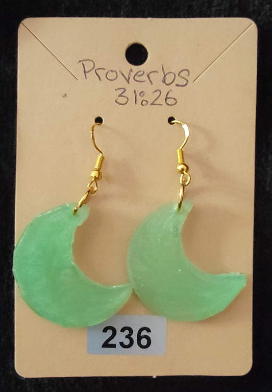 Moon Earrings-Light Green