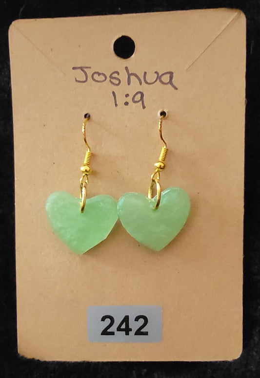 Heart Earrings-Light Green