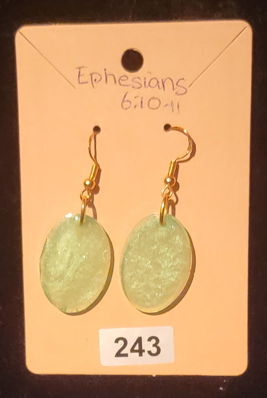 Oval Earrings-Light Green