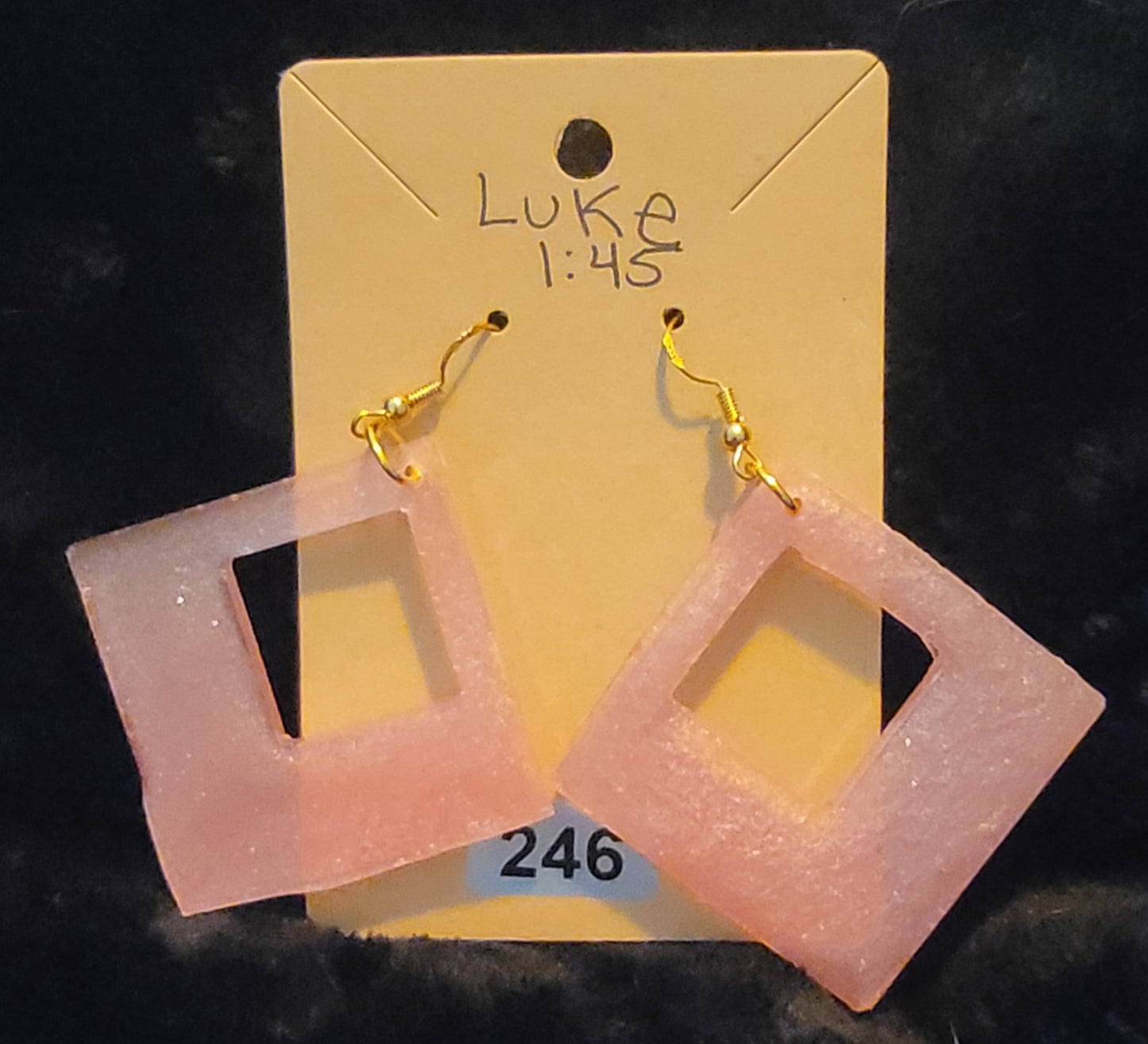 Large Square Earrings-Light Pink