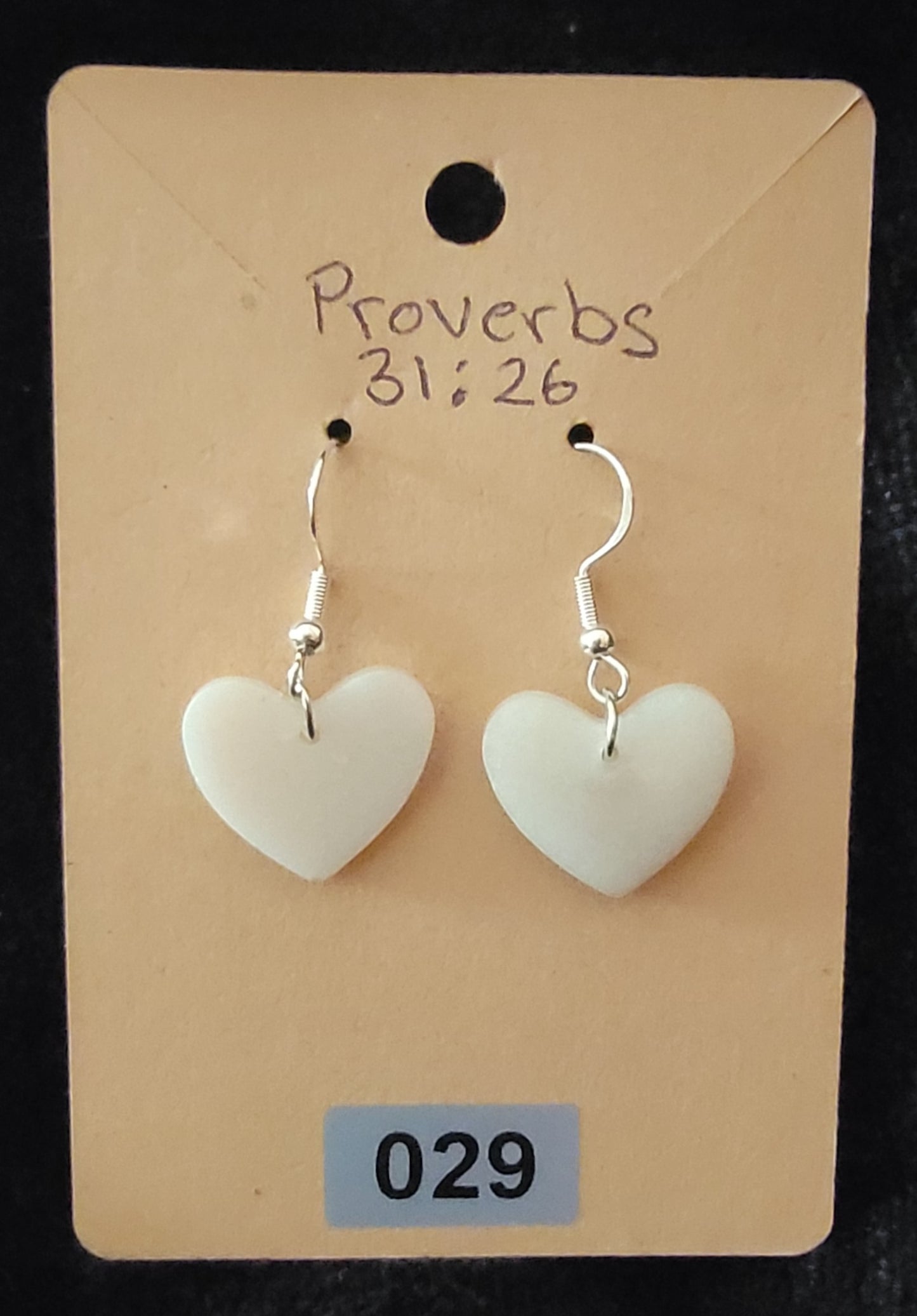 Heart Earrings-White