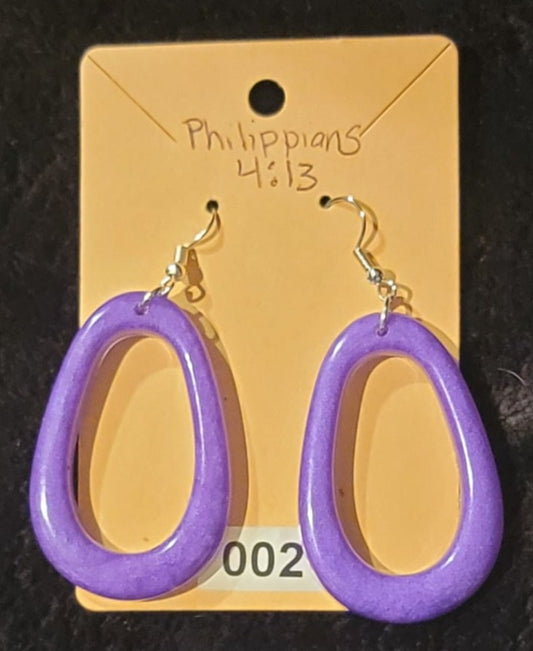 Large Oval Earrings- Dark Purple