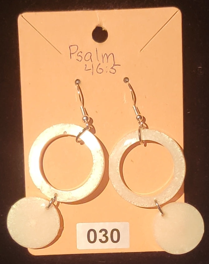 Double Circle Earrings-White