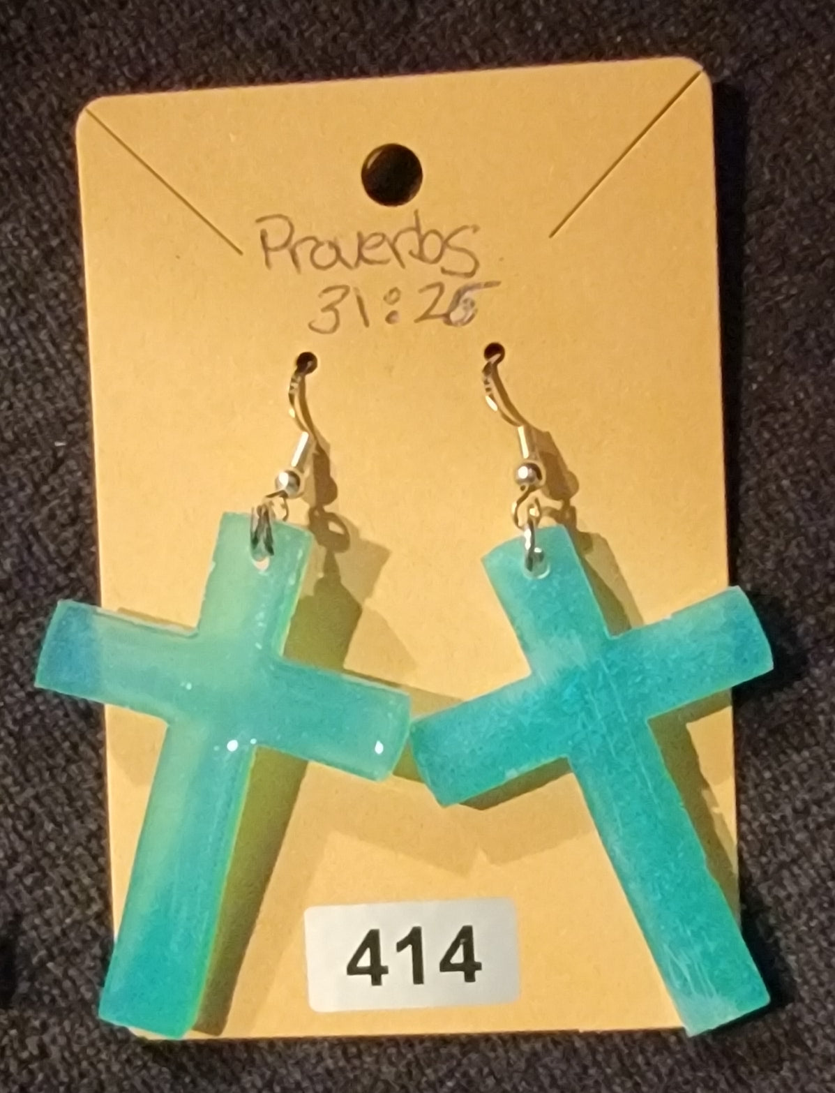 Cross Earrings-Teal