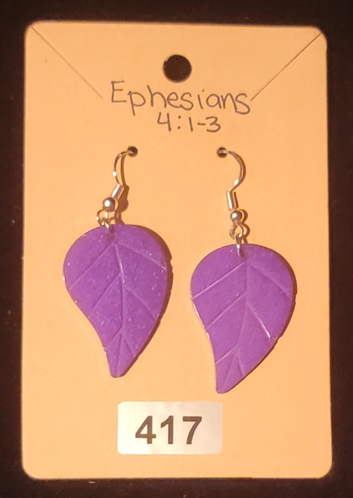 Leaf Earrings-Purple