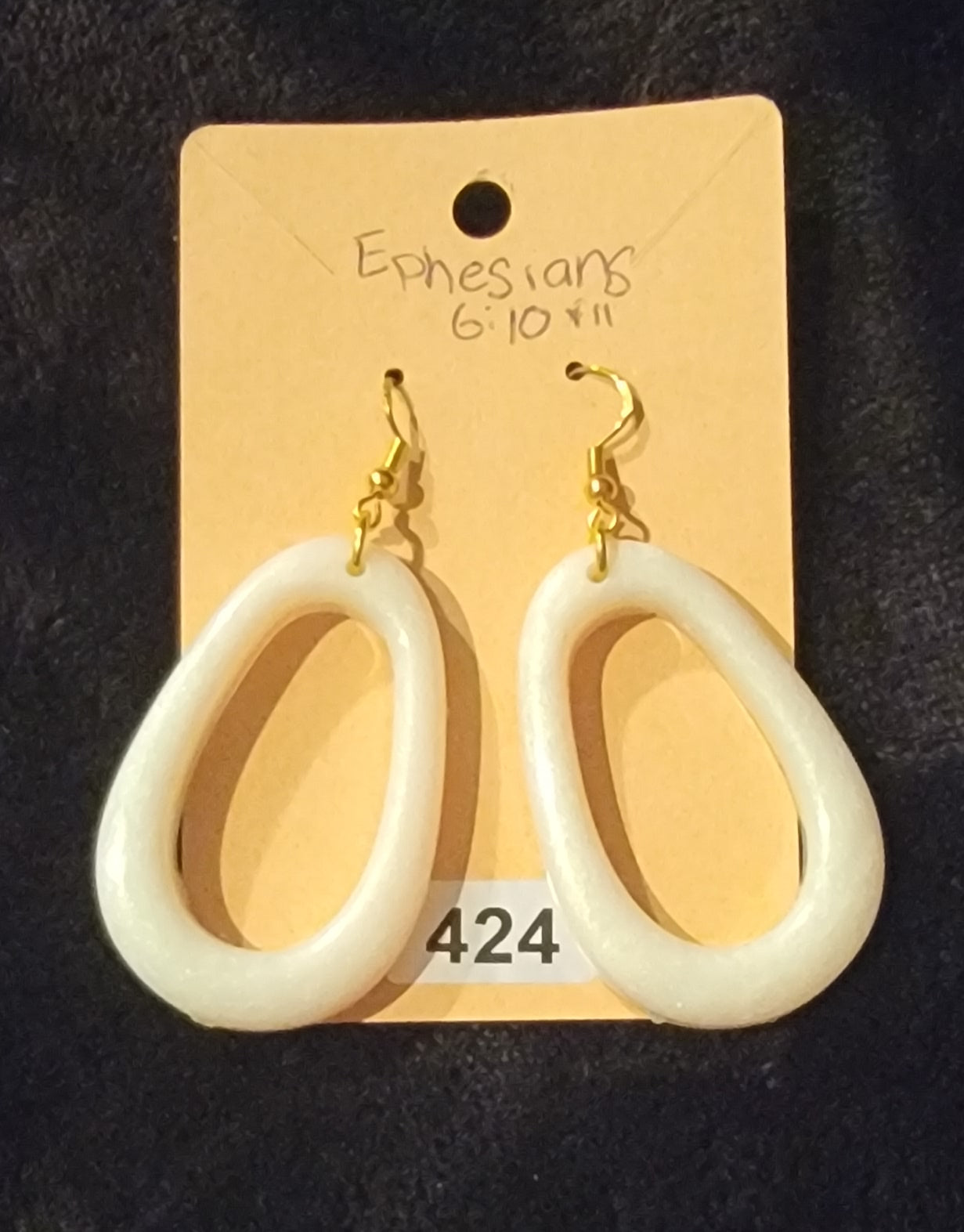 Large Oval Earrings-White