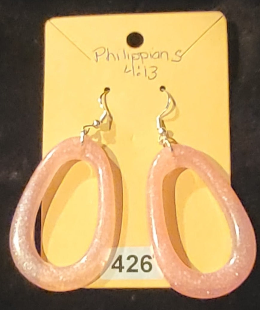 Large Oval Earrings- Light Pink