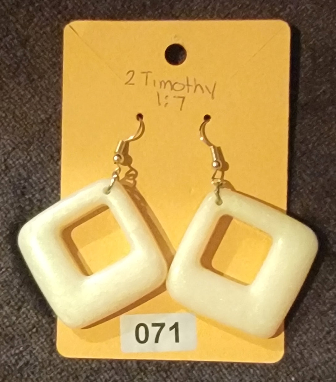 Square Earrings-White