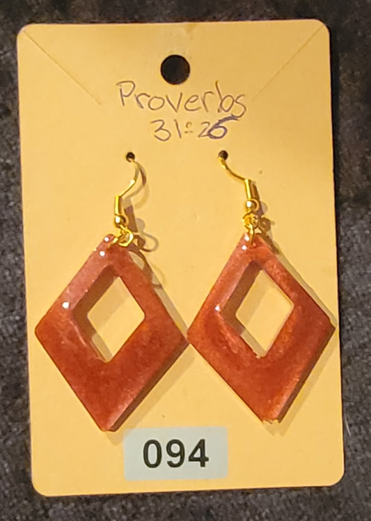 Diamond Shaped 2 Earrings-Red